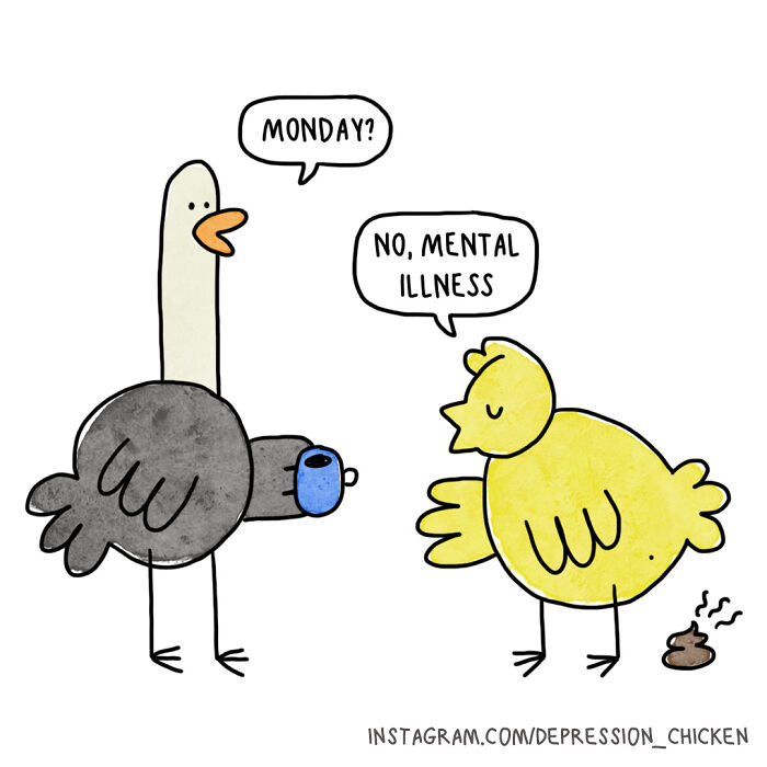 “Depression Chicken”: I Created These 22 One-Panel Comics About My Depression, Anxiety And Being Single (New Pics)