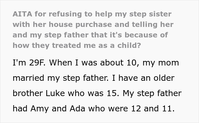 Woman Is Told She Shouldn’t Have Brought Up Her Mistreatment In Childhood After Refusing To Give Her Stepfather A Loan Woman Is Told She Shouldn’t Have Brought Up Her Mistreatment In Childhood After Refusing To Give Her Stepfather A Loan