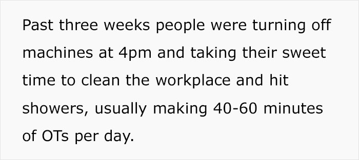 New Manager Demands Employees “Work On The Clock”, And One Malicious Compliance Later, They Rack Up 2,000 Extra Man Hours New Manager Demands Employees “Work On The Clock”, And One Malicious Compliance Later, They Rack Up 2,000 Extra Man Hours