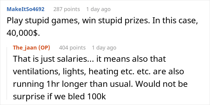 New Manager Demands Employees “Work On The Clock”, And One Malicious Compliance Later, They Rack Up 2,000 Extra Man Hours New Manager Demands Employees “Work On The Clock”, And One Malicious Compliance Later, They Rack Up 2,000 Extra Man Hours