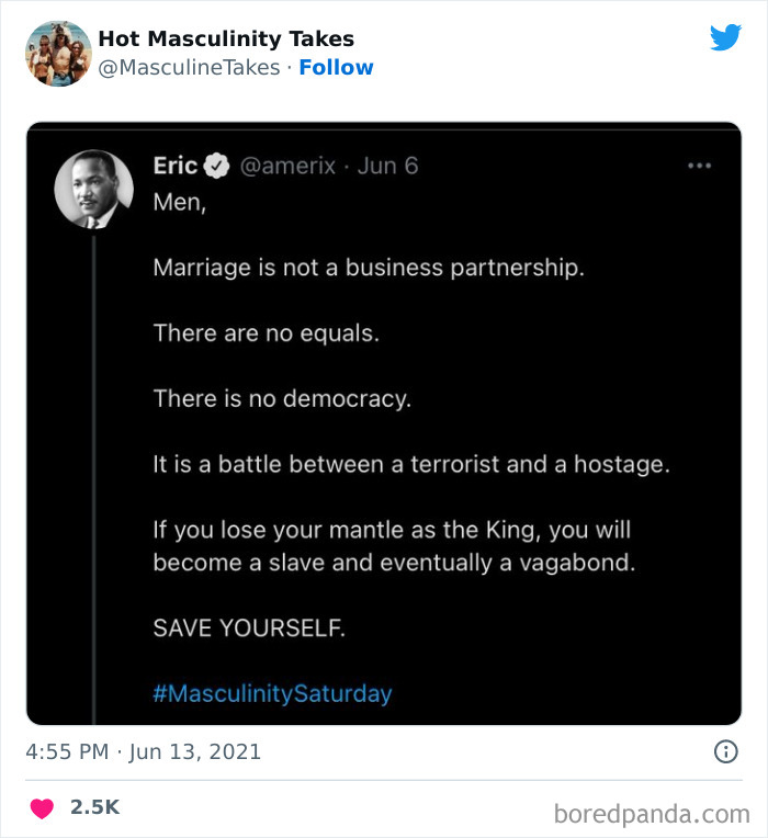 35 “Hot Masculinity Takes” That Are So Wrong, They Had To Be Shamed On This Twitter Page (New Posts) 35 “Hot Masculinity Takes” That Are So Wrong, They Had To Be Shamed On This Twitter Page (New Posts)