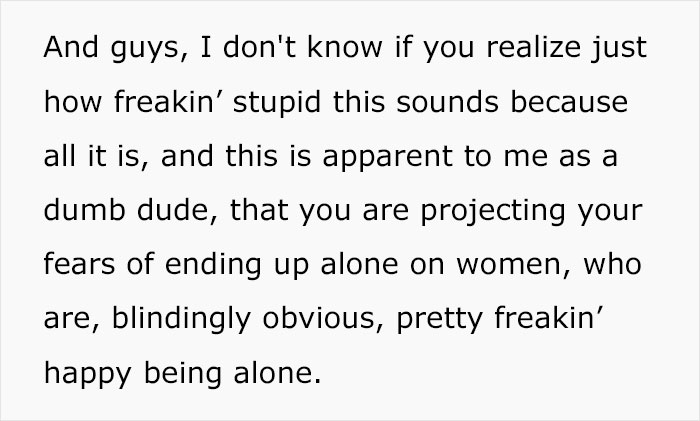 Guy Points Out The Dumb Logic Of Men Saying Women’s Standards Are “Too High” And That’s Why They’ll End Up As “Cat Ladies”