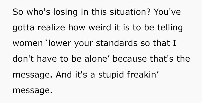 Guy Points Out The Dumb Logic Of Men Saying Women’s Standards Are “Too High” And That’s Why They’ll End Up As “Cat Ladies”