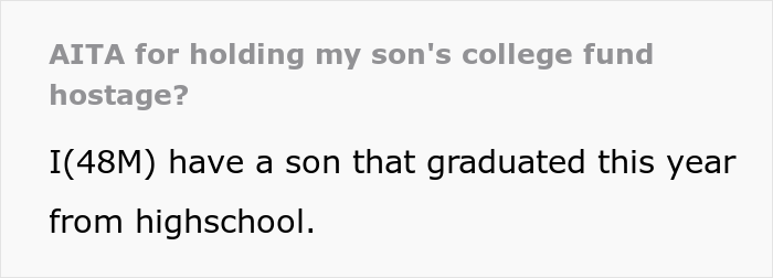 Son Faces Dad’s “Ultimatum” After Refusing To Attend College And Wanting To Use His $400K Tuition Money For Starting A Business Son Faces Dad’s “Ultimatum” After Refusing To Attend College And Wanting To Use His $400K Tuition Money For Starting A Business