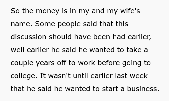 Son Faces Dad’s “Ultimatum” After Refusing To Attend College And Wanting To Use His $400K Tuition Money For Starting A Business Son Faces Dad’s “Ultimatum” After Refusing To Attend College And Wanting To Use His $400K Tuition Money For Starting A Business