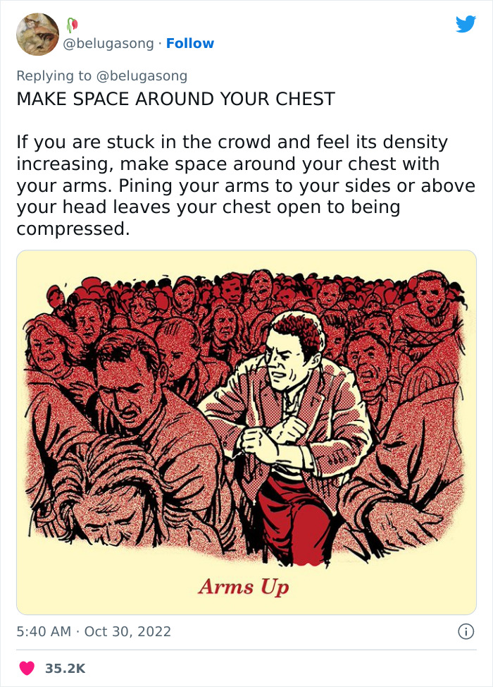 24 Potentially Life-Saving Tips If You Ever Find Yourself Trapped In A Crushing Crowd, As Shared In This Dedicated Twitter Thread 24 Potentially Life-Saving Tips If You Ever Find Yourself Trapped In A Crushing Crowd, As Shared In This Dedicated Twitter Thread