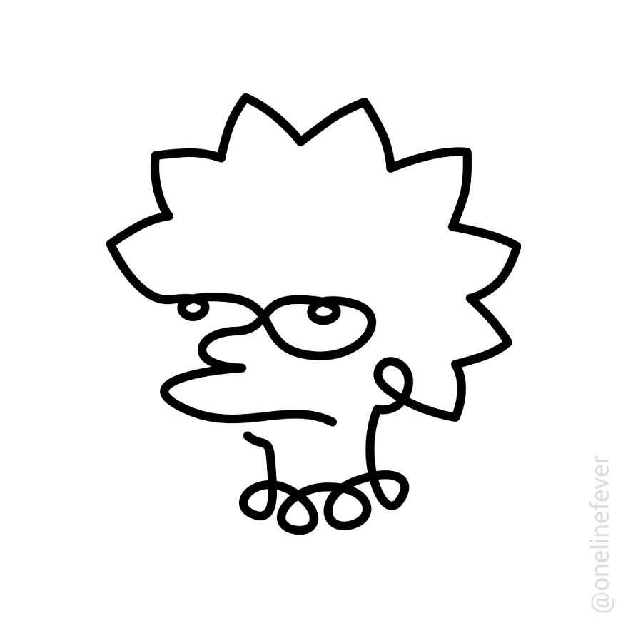 Our Simple But Challenging One-Line Drawings Of Iconic Fictional Characters (30 Pics)