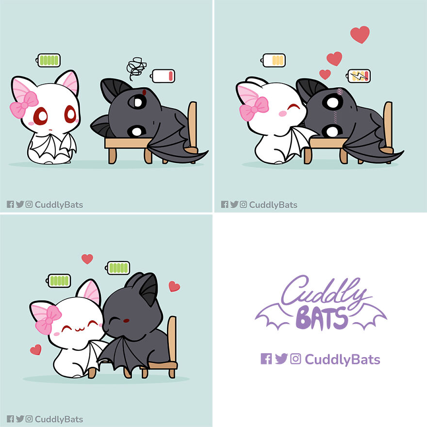 I Draw Comics About A Couple Of Bats In Love, Called “Cuddle Bats”, And Here’s 21 New Pics I Draw Comics About A Couple Of Bats In Love, Called “Cuddle Bats”, And Here’s 21 New Pics