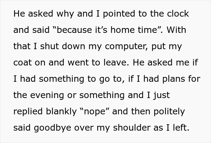 Employee Decides To Stop Working Overtime After Getting In Trouble For Being 3 Minutes Late Employee Decides To Stop Working Overtime After Getting In Trouble For Being 3 Minutes Late