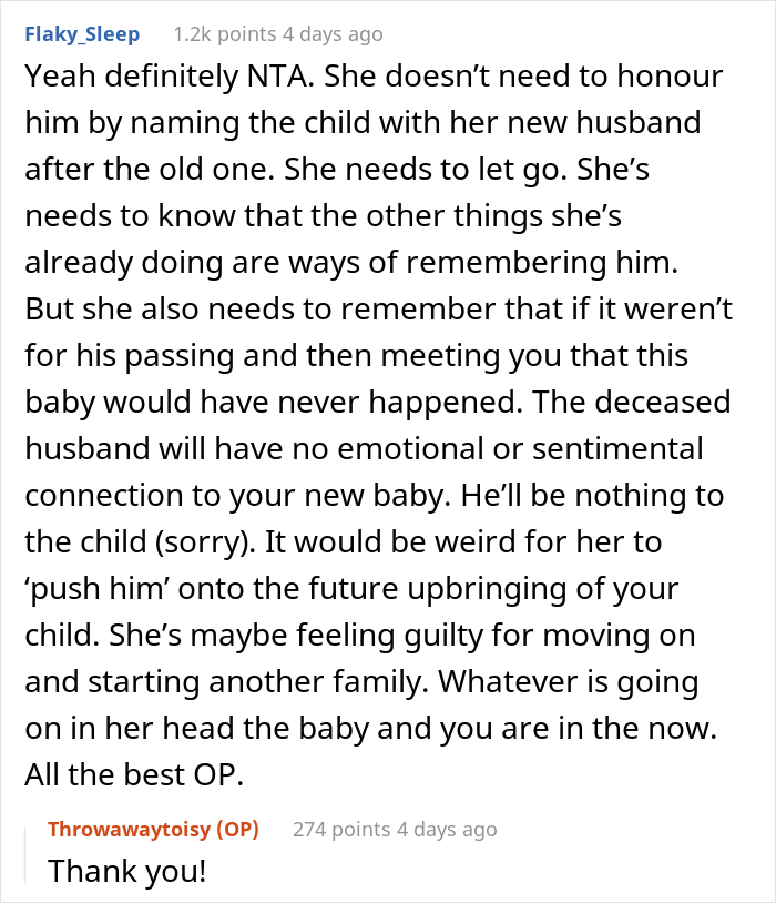 “[Am I A Jerk] For Telling My Wife I Don’t Want To Name Our Child After Her Late Husband?”