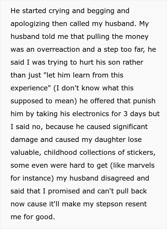 Mom Defends Her Daughter By Withdrawing Her Funds For Stepson’s Camp After He Ruined Her Sticker Collection Mom Defends Her Daughter By Withdrawing Her Funds For Stepson’s Camp After He Ruined Her Sticker Collection