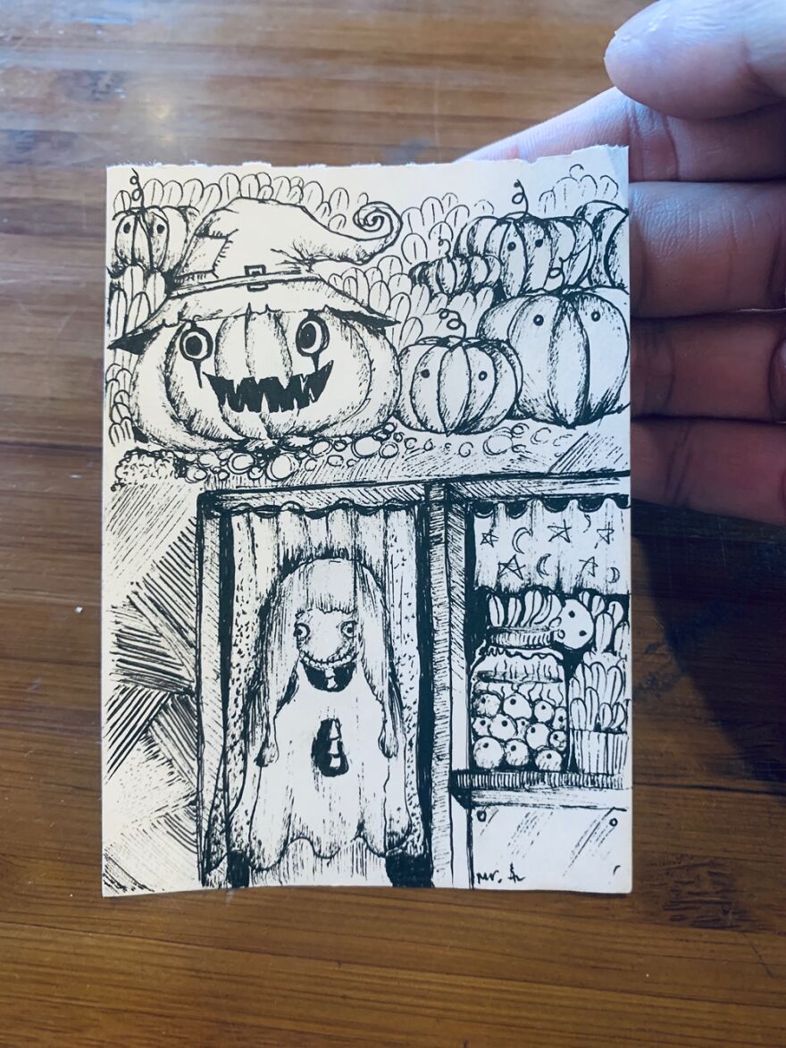 11 Pics Of Mini Halloween Drawings I Did With The Theme &#8220;There&#8217;s Someone At The Window&#8221;