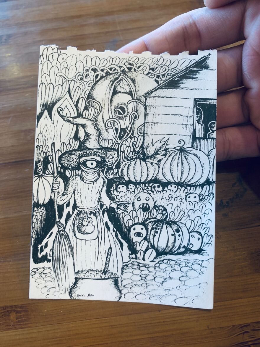 11 Pics Of Mini Halloween Drawings I Did With The Theme &#8220;There&#8217;s Someone At The Window&#8221;