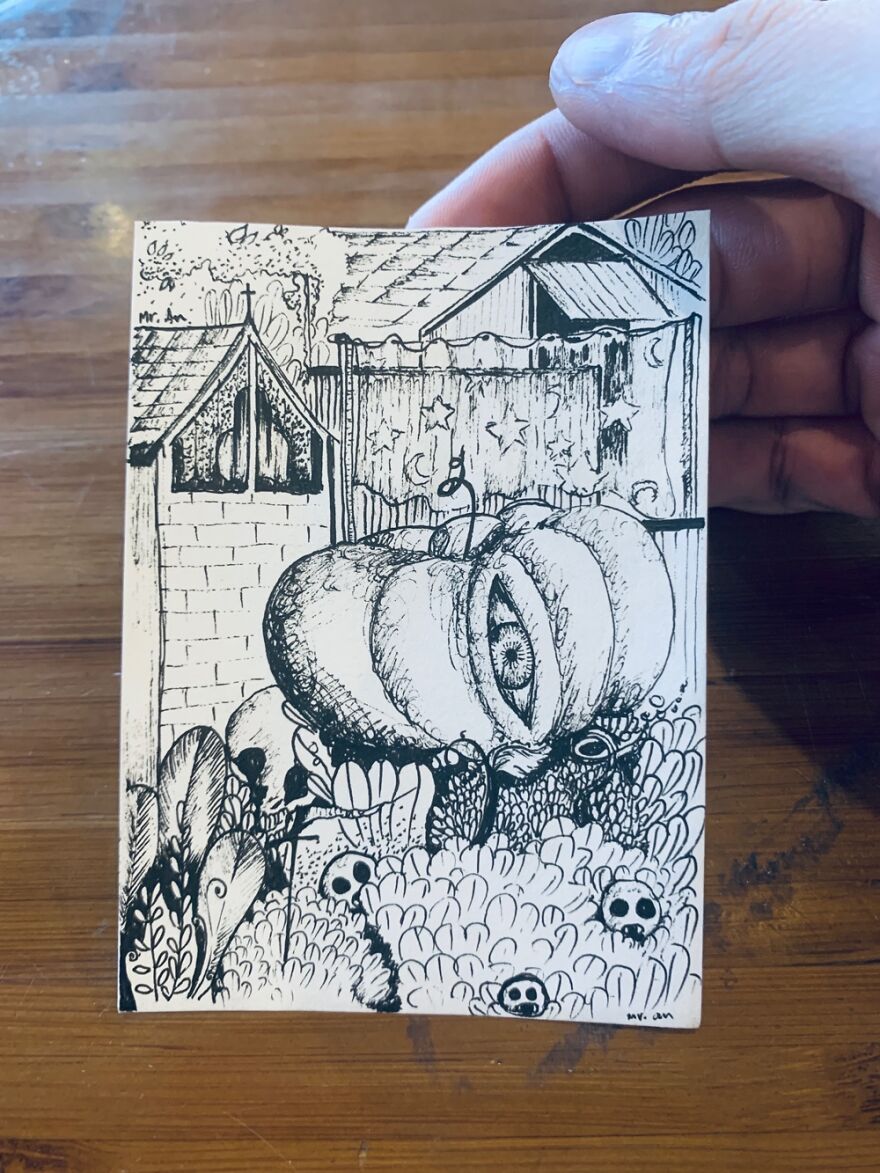 11 Pics Of Mini Halloween Drawings I Did With The Theme &#8220;There&#8217;s Someone At The Window&#8221;