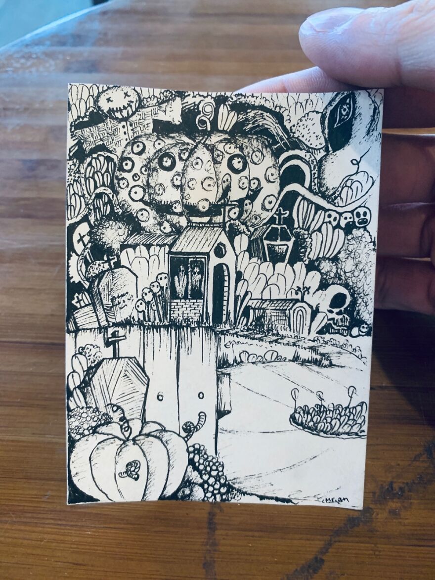 11 Pics Of Mini Halloween Drawings I Did With The Theme &#8220;There&#8217;s Someone At The Window&#8221;