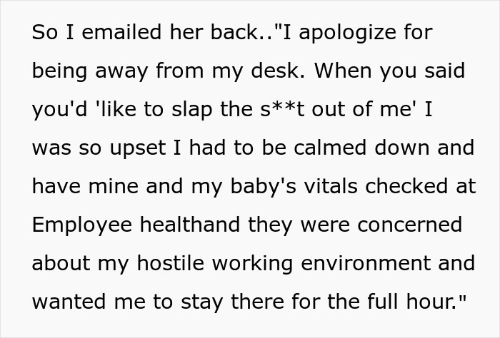 5 Months Pregnant Worker Exposes Her Problematic Boss’ Wish To Slap Her To Literally Everyone In The Workspace, Gets Her Fired 5 Months Pregnant Worker Exposes Her Problematic Boss’ Wish To Slap Her To Literally Everyone In The Workspace, Gets Her Fired