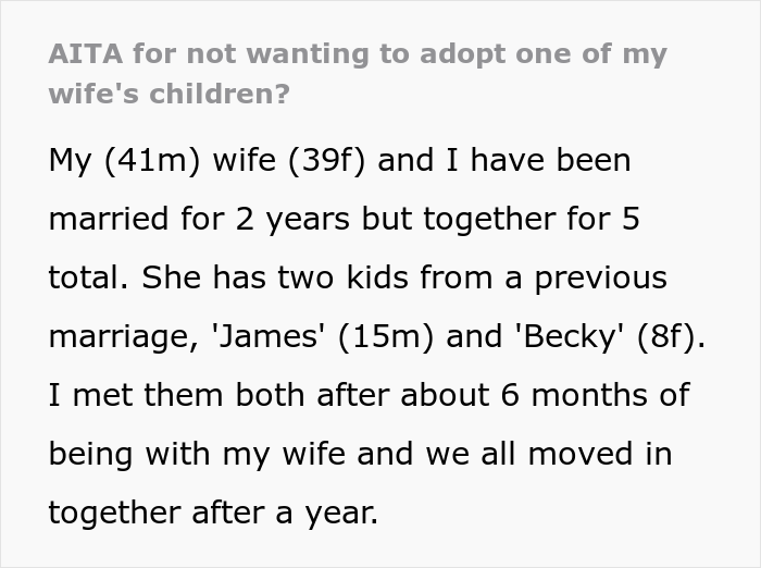 Wife Is Furious After Husband Says He Only Wants To Adopt One Of Her Two Children, But The Internet Supports Him Wife Is Furious After Husband Says He Only Wants To Adopt One Of Her Two Children, But The Internet Supports Him
