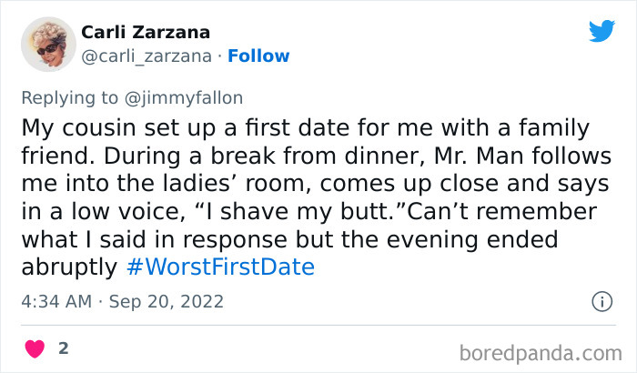 30 Of The Worst First Date Stories People Shared For Jimmy Fallon’s Hashtag Challenge 30 Of The Worst First Date Stories People Shared For Jimmy Fallon’s Hashtag Challenge