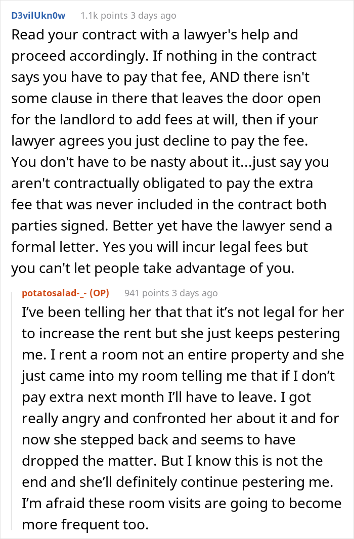 Landlord Keeps Annoying This Tenant After They Refused To Pay $30 Extra A Month For Staying At Home On Weekends Landlord Keeps Annoying This Tenant After They Refused To Pay $30 Extra A Month For Staying At Home On Weekends