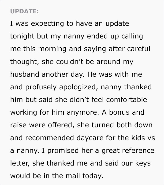 Mom Is Embarrassed After Nanny Quits Because She “Couldn’t Be Around My Husband Another Day” Mom Is Embarrassed After Nanny Quits Because She “Couldn’t Be Around My Husband Another Day”