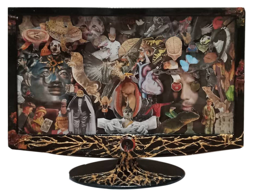 I’ve Upcycled Some Old LED TV And PC Monitors And Turned Them Into Surrealistic Paper Collages (5 Pics)