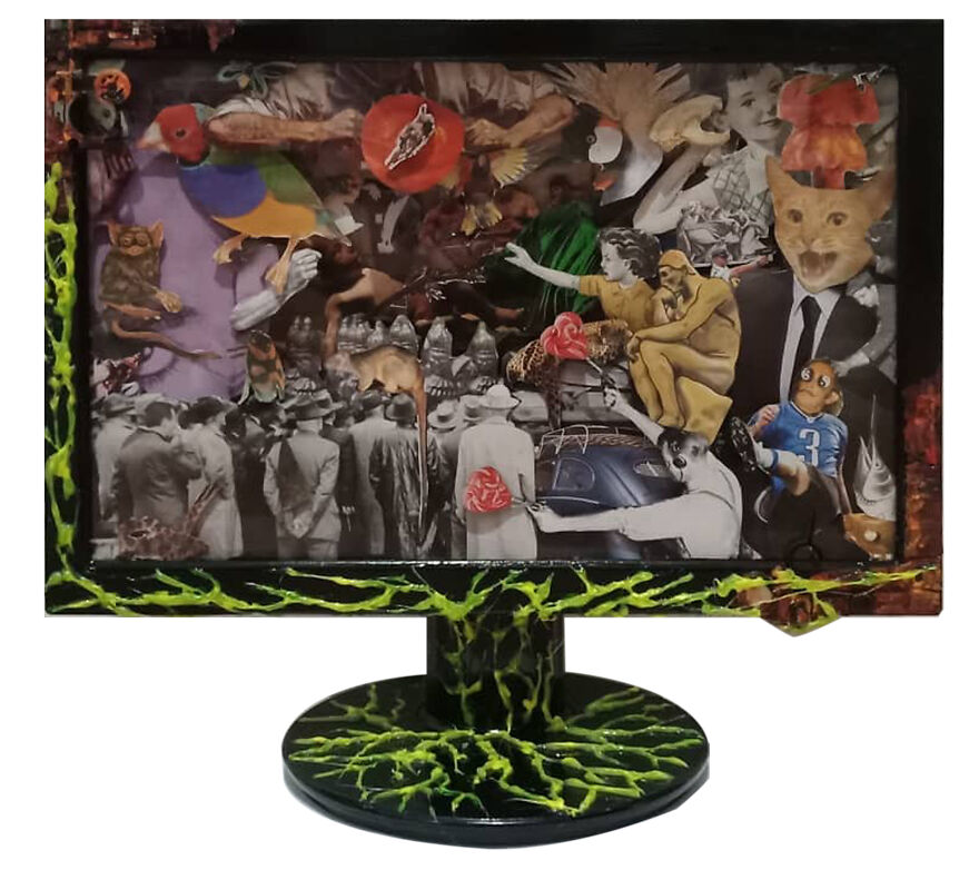 I’ve Upcycled Some Old LED TV And PC Monitors And Turned Them Into Surrealistic Paper Collages (5 Pics)