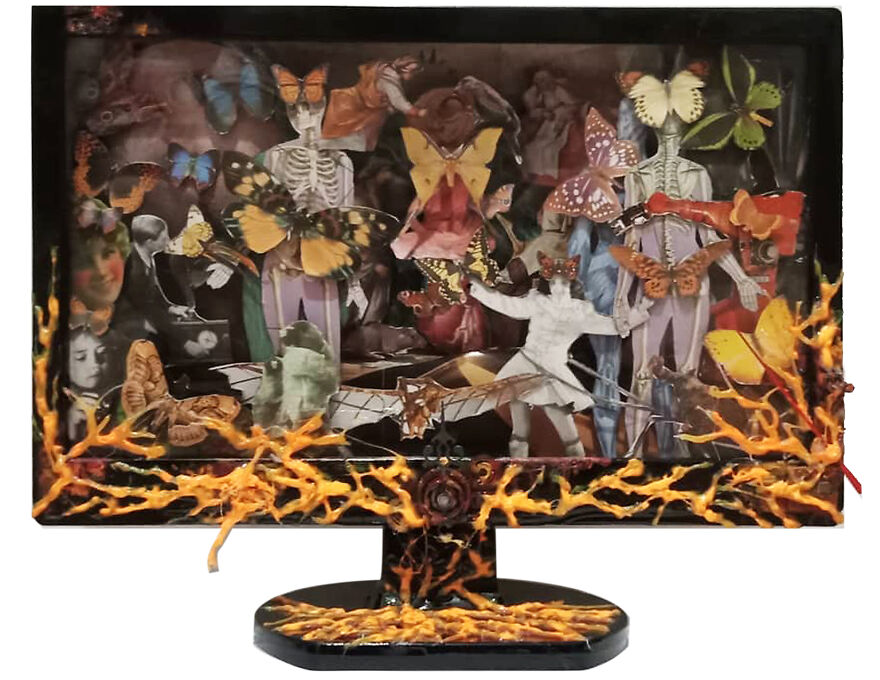 I’ve Upcycled Some Old LED TV And PC Monitors And Turned Them Into Surrealistic Paper Collages (5 Pics)