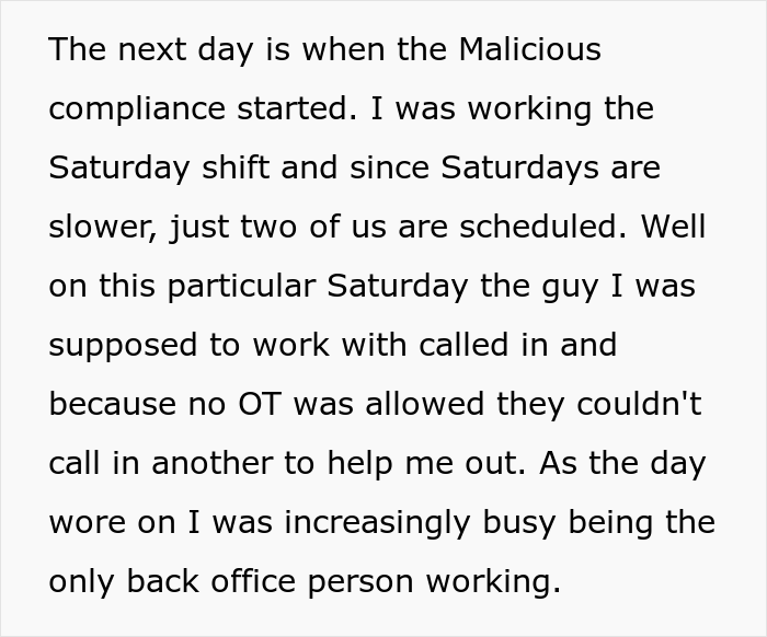 Boss Tells Employee ‘Absolutely No Overtime’, Regrets It When He Maliciously Complies Boss Tells Employee ‘Absolutely No Overtime’, Regrets It When He Maliciously Complies