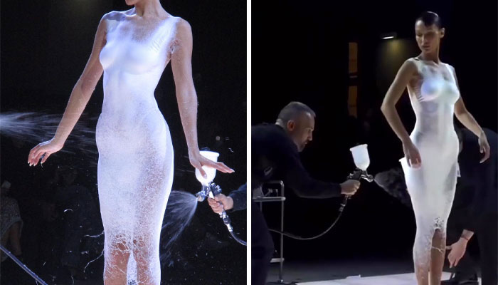 A Closer Look At Bella Hadid’s Spray-Painted Coperni Dress Reveals The Science Behind It A Closer Look At Bella Hadid’s Spray-Painted Coperni Dress Reveals The Science Behind It