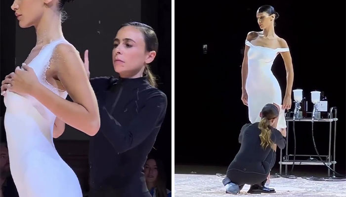 A Closer Look At Bella Hadid’s Spray-Painted Coperni Dress Reveals The Science Behind It A Closer Look At Bella Hadid’s Spray-Painted Coperni Dress Reveals The Science Behind It