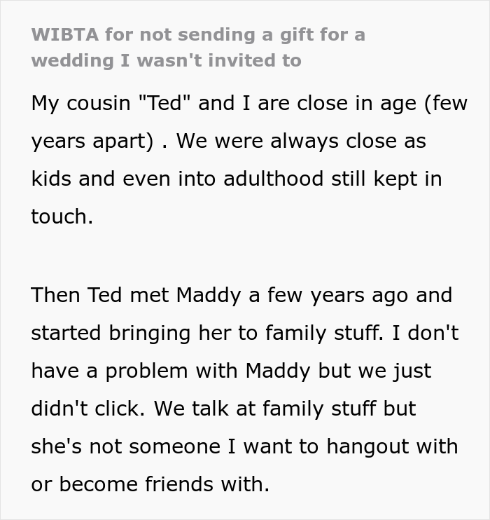 “Would I Be The [Jerk] For Not Sending A Gift For A Wedding I Wasn’t Invited To?”