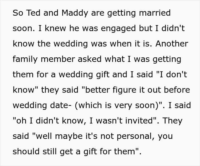 “Would I Be The [Jerk] For Not Sending A Gift For A Wedding I Wasn’t Invited To?”
