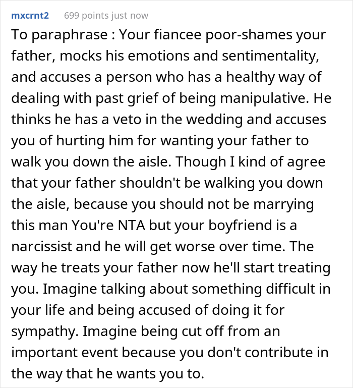 Man Is Offended His Fiancée Doesn’t Care He Is Uncomfortable With Her Dad Walking Her Down The Aisle