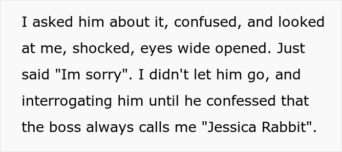 Woman Applauded For Standing Her Ground After Learning Her Boss Calls Her “Jessica Rabbit”