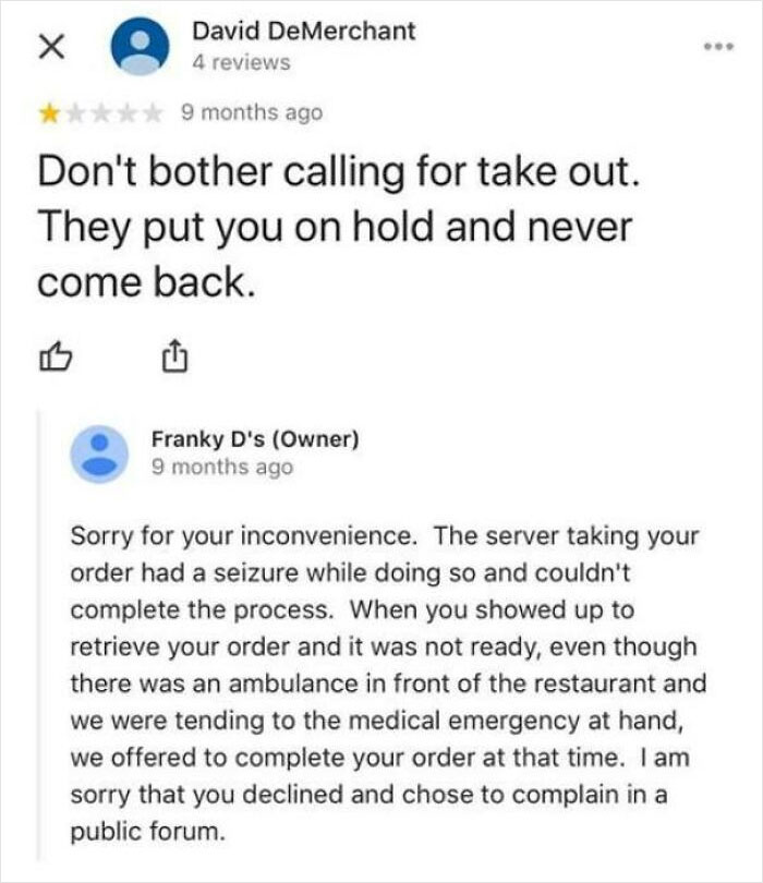40 Times Customers Tried To Sabotage Businesses With Their Bad Reviews But Were Surprised When It Backfired