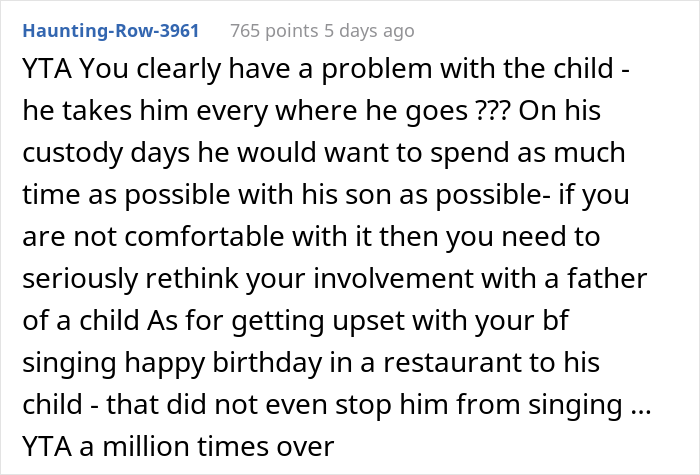 “AITA For Telling My Fiancé He Embarrassed Me When He Started Singing ‘Happy Birthday’ To His 5 Y.O. Son At The Restaurant?” “AITA For Telling My Fiancé He Embarrassed Me When He Started Singing ‘Happy Birthday’ To His 5 Y.O. Son At The Restaurant?”