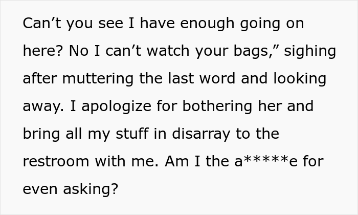 Man Is Puzzled That A Woman Turned Down His Request To Watch His Belongings At The Airport While He Uses The Restroom Man Is Puzzled That A Woman Turned Down His Request To Watch His Belongings At The Airport While He Uses The Restroom