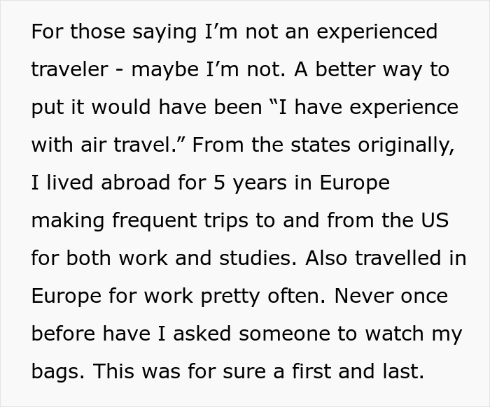 Man Is Puzzled That A Woman Turned Down His Request To Watch His Belongings At The Airport While He Uses The Restroom Man Is Puzzled That A Woman Turned Down His Request To Watch His Belongings At The Airport While He Uses The Restroom