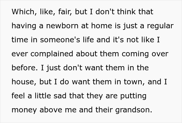Pregnant Woman Asks For Parents’ Help For A Few Weeks, Refuses To Let Them Stay At Her House Because She Wants Privacy