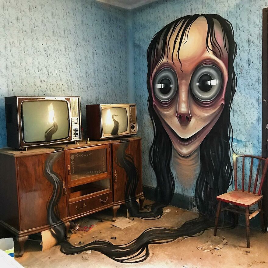 30 Graffiti Of Popular Characters With A Dark Twist Made By This Artist In Abandoned Buildings 30 Graffiti Of Popular Characters With A Dark Twist Made By This Artist In Abandoned Buildings