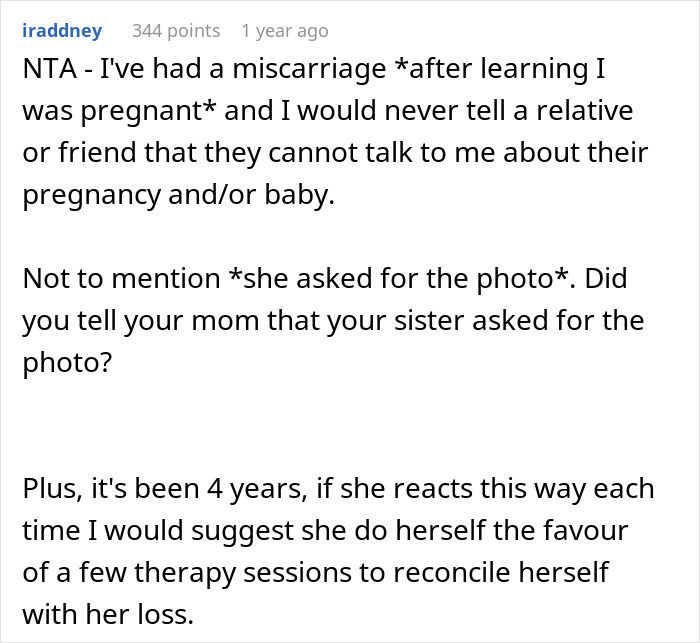 New Mom Sends Her Daughter’s Picture On Sister’s Request, Gets Called A Jerk Since She Had A Miscarriage 4 Years Ago
