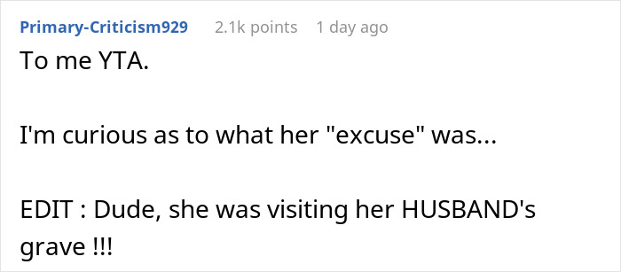 Woman Wants To Know If She Was A Bridezilla For Scolding Cousin For Going Off To Visit Her Husband’s Grave And Being Late For Bachelorette Dinner Woman Wants To Know If She Was A Bridezilla For Scolding Cousin For Going Off To Visit Her Husband’s Grave And Being Late For Bachelorette Dinner