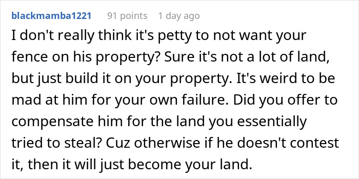 Guy Plots The Ultimate Retaliation Against His Neighbor Who Sued Him Over A Fence That Went 1.5 Inches Beyond The Property Line Guy Plots The Ultimate Retaliation Against His Neighbor Who Sued Him Over A Fence That Went 1.5 Inches Beyond The Property Line