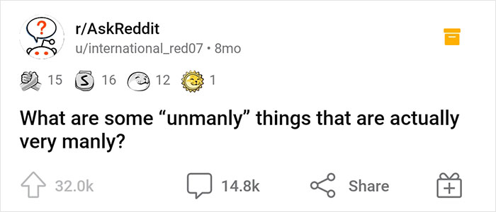 Toxic Masculinity Deems These 30 Normal And Healthy Behaviors ‘Unmanly,’ Yet People Online Think Otherwise Toxic Masculinity Deems These 30 Normal And Healthy Behaviors ‘Unmanly,’ Yet People Online Think Otherwise