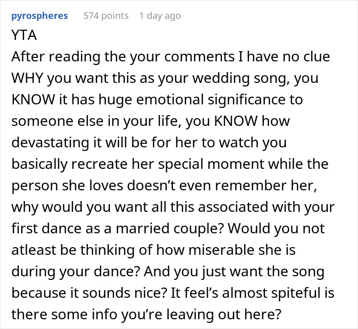 Woman’s Husband Can’t Remember His Wife After Being In A Wreck, Her Half-Sister Still Refuses To Choose Another Song For Her Wedding Other Than Theirs Woman’s Husband Can’t Remember His Wife After Being In A Wreck, Her Half-Sister Still Refuses To Choose Another Song For Her Wedding Other Than Theirs