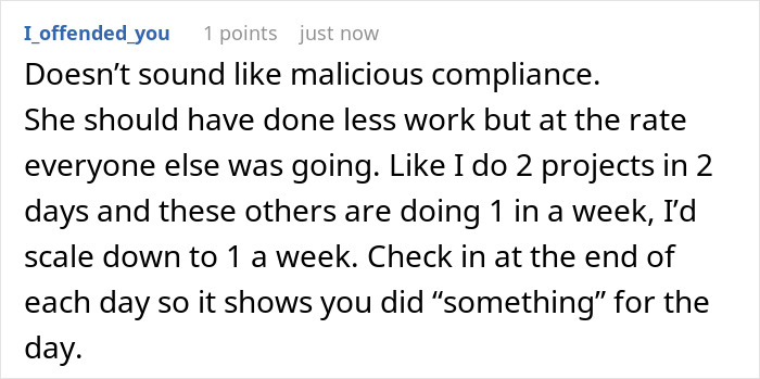 Employee Is Scolded For Being Too Efficient, Maliciously Complies And Starts Delivering The Bare Minimum Employee Is Scolded For Being Too Efficient, Maliciously Complies And Starts Delivering The Bare Minimum