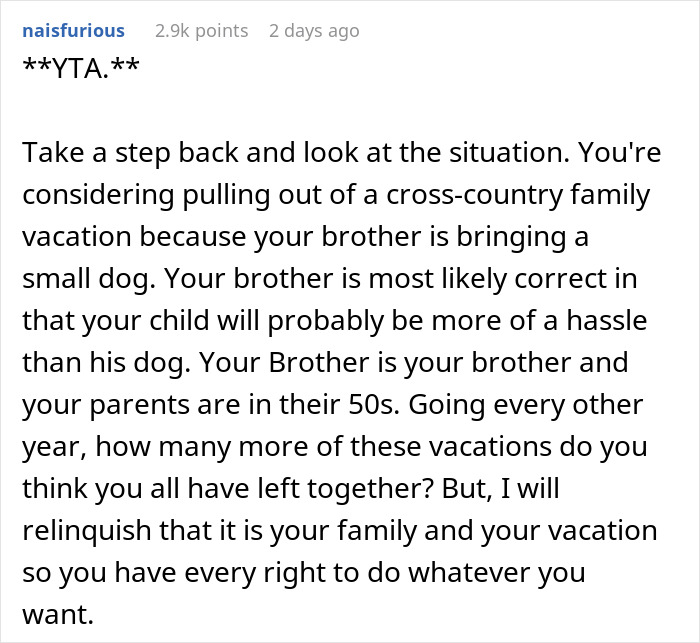 &ldquo;[Would I Be The Jerk] For Not Going On A Family Vacation Because My Brother Wants To Bring His Dog&rdquo;