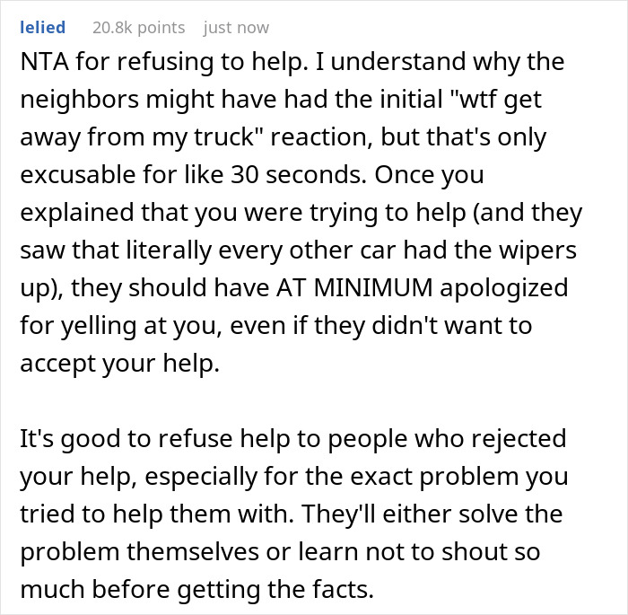 Man Snaps At Helpful Neighbor, His Wife Needs Help The Next Morning But Gets A Refusal This Time Man Snaps At Helpful Neighbor, His Wife Needs Help The Next Morning But Gets A Refusal This Time