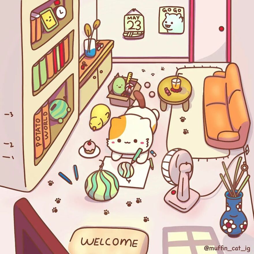I Create Silly And Wholesome Illustrations With Short Quotes About Life, And They Feature My Rescue Cat Muffin (70 Pics) I Create Silly And Wholesome Illustrations With Short Quotes About Life, And They Feature My Rescue Cat Muffin (70 Pics)