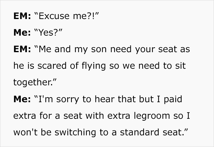 “I’m A Parent, So I Have To Save Money. Now Swap Seats”: Entitled Mother Left Fuming After Man Who Paid Extra For Their Plane Seat Refuses To Move “I’m A Parent, So I Have To Save Money. Now Swap Seats”: Entitled Mother Left Fuming After Man Who Paid Extra For Their Plane Seat Refuses To Move